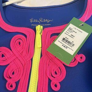NWT Lilly Pulitzer Mila Shift Blue Current Neoprene Sleeveless Dress Size M